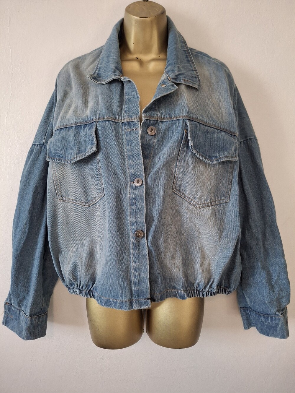 Italian Light Blue Denim Button-Front Womens Jacket